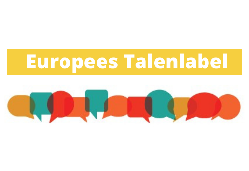 Europees-Talenlabel-510-x-360-px-510×350 banner waarop een illustratie staat van tekstballonnen met erboven de titel 'Europees Talenlabel'